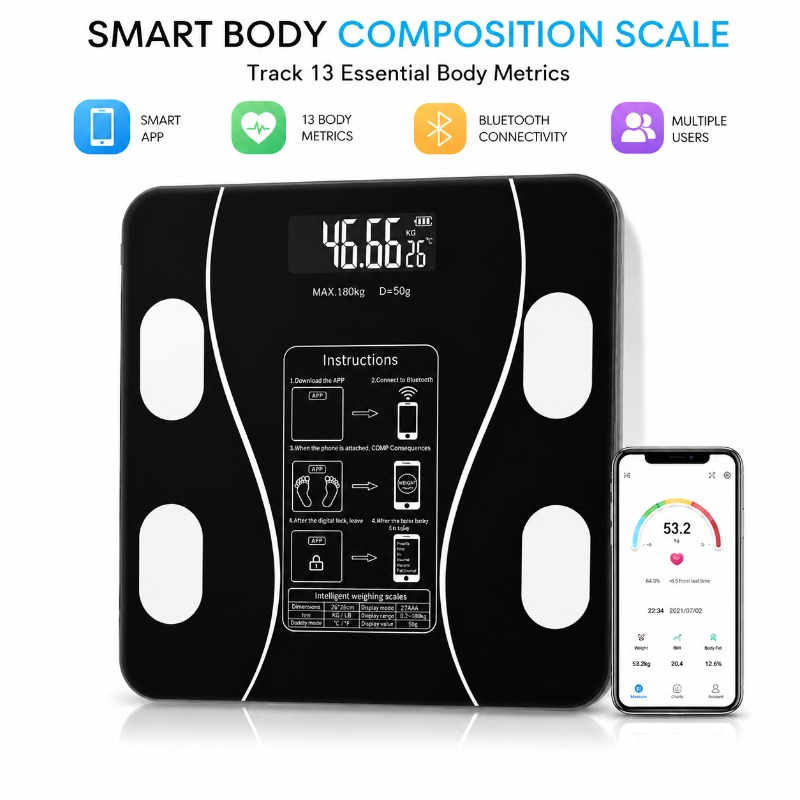 Digital Body Weight Scale - Timbangan Lemak Tubuh Pintar Bluetooth, Timbangan