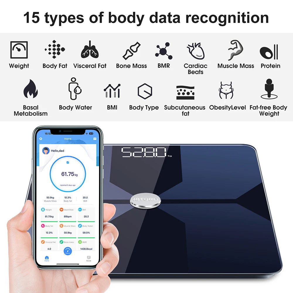 Skala Lemak Tubuh Wifi Rumah P - Digital Body Weight Scale ulasan dan harga